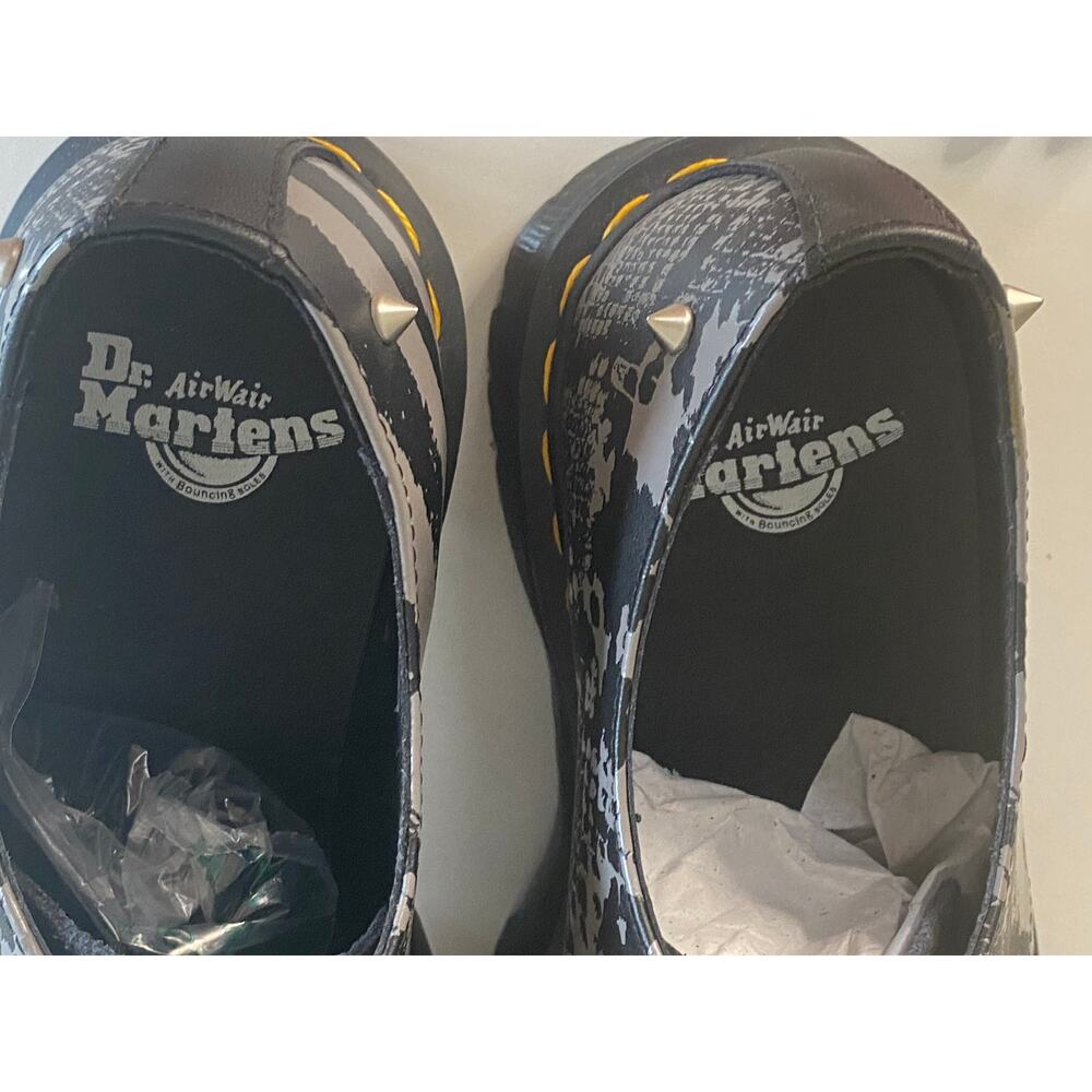 DR MARTENS 1461 Quad Animal Clash Studded Platform Shoe Size W9 M8 Black Gray - Picture 12 of 12